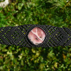 15.5gr Rhodochrosite Bracciale in Macramé